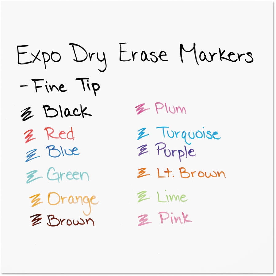 EXPO Low Odor Dry Erase Markers, Fine Tip, Black, 12 Pack ...