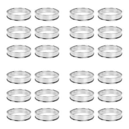 24 PCS Round Cake Ring Mold Stainless Steel Muffin Tart Rings Metal Molds Double Rolled Crumpet Circular Pastry