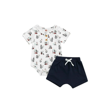 Suanret Newborn Baby Boys Girls 2Pcs Outfit Sets Floral Print Short Sleeve Romper with Solid Color Shorts Suits Navy 12-18 Months
Suanret Newborn Baby Boys Girls 2Pcs Outfit Sets Floral Print Short Sleeve Romper with Solid Color Shorts Suits Navy 12-18 Months