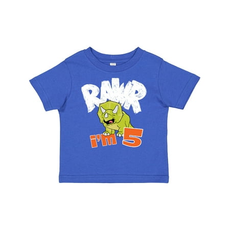 Inktastic RAWR I m 5! Baby Triceratops Gift Toddler Boy or Toddler Girl T-Shirt