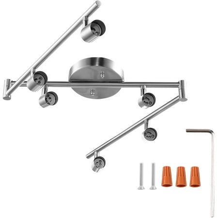 6-Light Adjustable Dimmable Track Lighting Kit by AIBOO Flexible Foldable Arms Satin Nickel Kitchen Hallyway Bed Room Lighting Fixture GU10 Base Bulbs not Included
6-Light Adjustable Dimmable Track Lighting Kit by AIBOO Flexible Foldable Arms Satin Nickel Kitchen Hallyway Bed Room Lighting Fixture GU10 Base Bulbs not Included