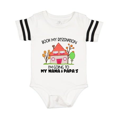 Inktastic Book My Reservation! I m Going to My Nana and Papa s- House Gift Baby Boy or Baby Girl Bodysuit
Inktastic Book My Reservation! I m Going to My Nana and Papa s- House Gift Baby Boy or Baby Girl Bodysuit