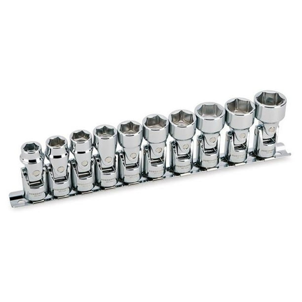 Powerbuilt 10 Piece 3/8-Inch Drive Metric Universal Joint Socket Set, 6 Point - 641715