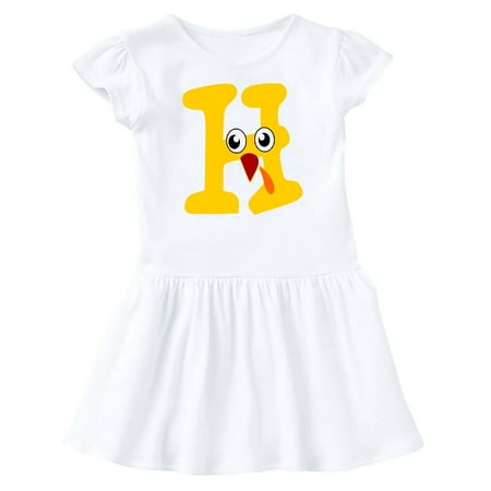 Inktastic Cute Turkey Letter H Gift Baby Girl Dress