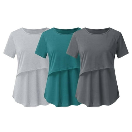 Awdenio Pregnant Womens Nursing Solid Color Short Sleeve Round Neck Breastfeeding Blouse on Clearance
Awdenio Pregnant Womens Nursing Solid Color Short Sleeve Round Neck Breastfeeding Blouse on Clearance