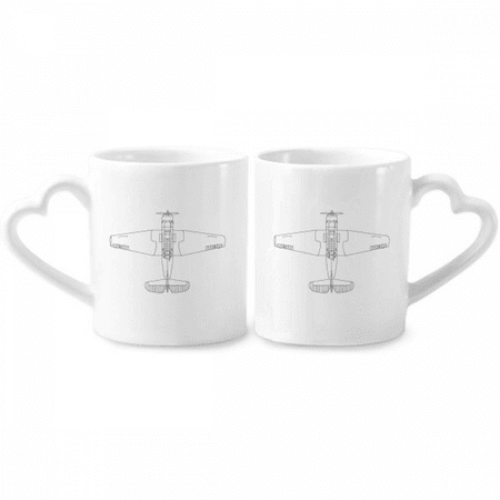 

Aircraft Line Structure Art Deco Fashion Couple Porcelain Mug Set Cerac Lover Cup Heart Handle