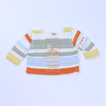 Pre-owned Catimini Unisex White | Green | Orange Sweater size: 3 Months