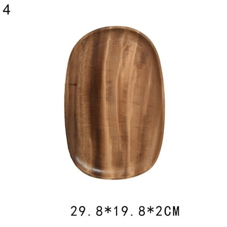 Meizhencang Wooden Round Pastry Serving Plate Rectangle Food Dish Dried Fruit Tray Tableware