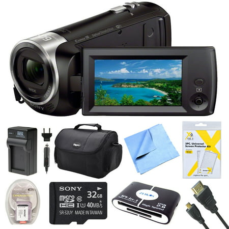 Sony HDRCX440B HDR-CX440B HDR-CX440/B CX440 HD Video Recording Handycam Camcorder Bundle With Deluxe Bag, 32GB Mico SD Card, AC/DC Charger, HDMI Cable, Battery Pack, and More