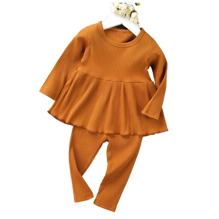 PBaeM Infant Solid Color Ribbed Two Piece Suit Vintage Flared Hem T-Shirt Straight Pants Outfit Sets
PBaeM Infant Solid Color Ribbed Two Piece Suit Vintage Flared Hem T-Shirt Straight Pants Outfit Sets