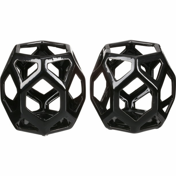Better Homes and Gardens Ceramic Geometric Votive Candle Holders, Set of 2