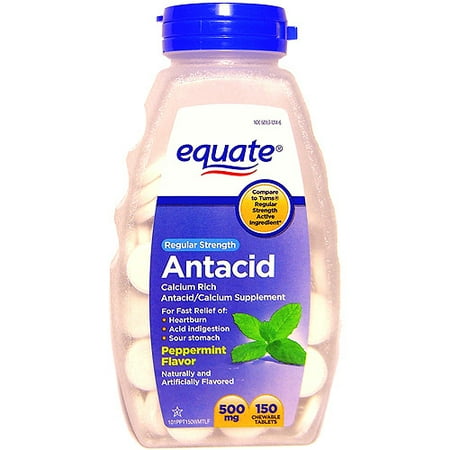 equate calcium antacid strength regular peppermint tablets 150ct