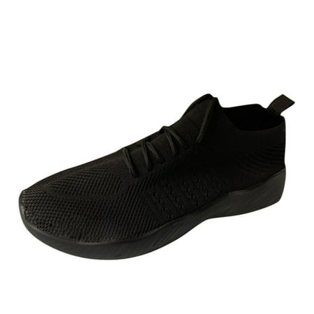 TOYFUNNY Womens Solid Color Lace-Up Breathable Flyknit Sneakers