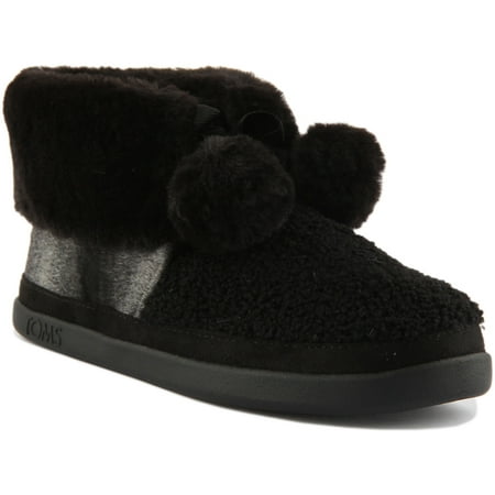 Toms Celeste Women s Cozy Faux Fur Slippers In Black Size 10