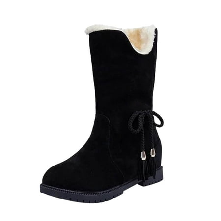 KaLI_store Womens Shoes Womens Ankle Boots Side Zipper Ankle Booties Comfortable Outdoor Shoes Black 7