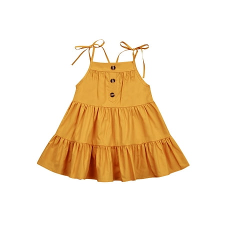 Suanret Princess Infant Kids Girls Dress Shoulder Strap Solid Color Sling Button Cake Layered A-Line Dress Yellow 2-3 Years
Suanret Princess Infant Kids Girls Dress Shoulder Strap Solid Color Sling Button Cake Layered A-Line Dress Yellow 2-3 Years