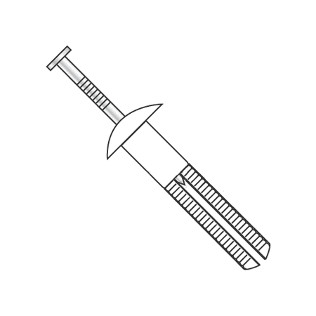3/16 x 1 Hammer Drive Anchors / Mushroom Head / Nylon / Steel Zinc Nail (Quantity: 100 pcs)