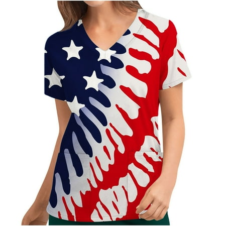 SOOMLON US Happy Independence Day 4th July Flag Tee for Women T-Shirt Independence Day Print Scrubs Tops Pocket Blouse Nursing Uniform V-Neck Short Sleeve Red XL
SOOMLON US Happy Independence Day 4th July Flag Tee for Women T-Shirt Independence Day Print Scrubs Tops Pocket Blouse Nursing Uniform V-Neck Short Sleeve Red XL