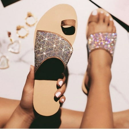 ãYilirongyummã Gold 37 Slippers For Women Flip Flats Casual Fashion Flop Summer Beach Slippers Clip Shoes Women Women s Slipper