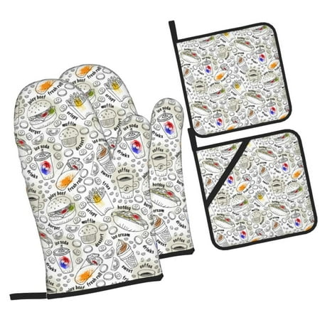 Fotbe Fastfood 2 for 4Pcs Oven Mitts and Pot Holders 500℉ Heat Resistant Oven Mitts Non-Slip Silicone Surface Safe for Baking Cooking BBQ
Fotbe Fastfood 2 for 4Pcs Oven Mitts and Pot Holders 500℉ Heat Resistant Oven Mitts Non-Slip Silicone Surface Safe for Baking Cooking BBQ