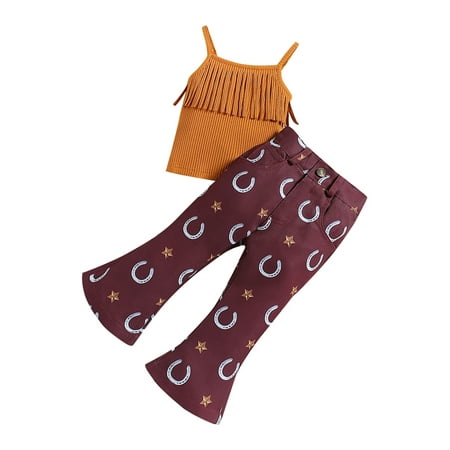 Bagilaanoe 2pcs Little Girl Long Pants Set Tassel Sleeveless Cami Tops + Star Print Flare Trousers 18M 24M 3T 4T 5T 6T Toddler Casual Outfits
Bagilaanoe 2pcs Little Girl Long Pants Set Tassel Sleeveless Cami Tops + Star Print Flare Trousers 18M 24M 3T 4T 5T 6T Toddler Casual Outfits