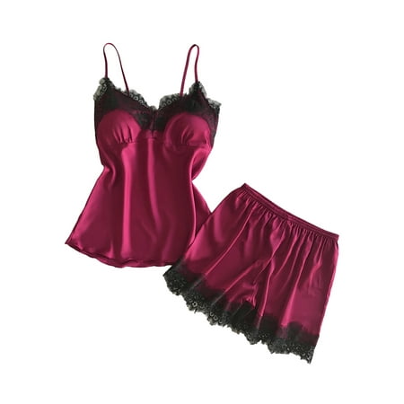 GORHGORH Womens Sleepwear 2Pcs Outfits Lace Solid Color Camisole Shorts Sexy Lingerie Pajamas Nightgown
GORHGORH Womens Sleepwear 2Pcs Outfits Lace Solid Color Camisole Shorts Sexy Lingerie Pajamas Nightgown