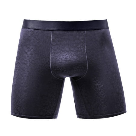 Mens Ice silk Boxer Briefs Ultra Soft Stretch Underwear Long Leg Underpants