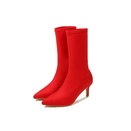 Tenmix Ladies Fashion Bootie Stiletto Ankle Boots Pull On High Heels Boot Pointy Toe Winter Shoes Party Slip Resistant Lightweight Short Booties Red 5.5
Tenmix Ladies Fashion Bootie Stiletto Ankle Boots Pull On High Heels Boot Pointy Toe Winter Shoes Party Slip Resistant Lightweight Short Booties Red 5.5