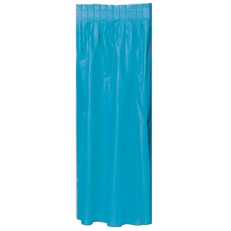 Pack of 6 Turquoise Pleated Disposable Plastic Picnic Party Table Skirts 14'