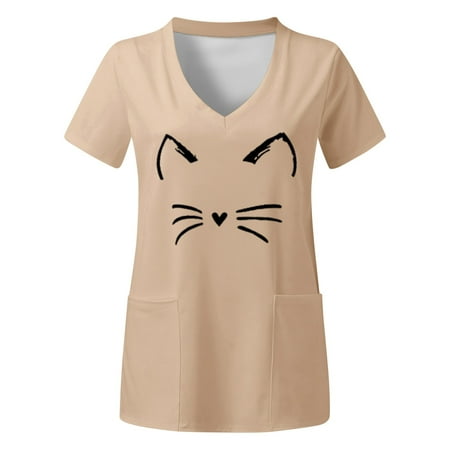 Women Scrubs Tops Plus Size Top V Neck Short Sleeved Pockets Prints T Shirt Comfortable Nursing Uniform
Women Scrubs Tops Plus Size Top V Neck Short Sleeved Pockets Prints T Shirt Comfortable Nursing Uniform