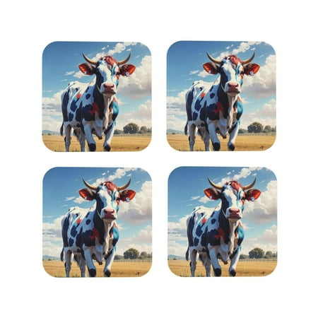 Leather Coasters Set of 4 - Colorful Cow Pasture Lightweight Non-Slip Drink Coasters for Desk Anti-Scalding Desk Cup Coasters for Office Table Decor Square
Leather Coasters Set of 4 - Colorful Cow Pasture Lightweight Non-Slip Drink Coasters for Desk Anti-Scalding Desk Cup Coasters for Office Table Decor Square