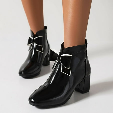 Ankle Boots Fashion Women s Shoes British Style Leather Bowknot Thick Heel Medium Heel Solid Back Zipper Short Boots
Ankle Boots Fashion Women s Shoes British Style Leather Bowknot Thick Heel Medium Heel Solid Back Zipper Short Boots