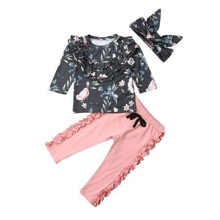 Toddler Baby Girl Ruffle Romper Long Sleeve Bodysuit Floral Pants Headband 3 Pcs Clothes Outfits
Toddler Baby Girl Ruffle Romper Long Sleeve Bodysuit Floral Pants Headband 3 Pcs Clothes Outfits