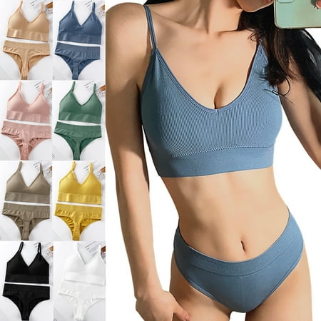 rygai 1 Set Bra G-strings Seamless Wireless Ladies Gathering Padded Underwear Set for Honeymoon Blue L
rygai 1 Set Bra G-strings Seamless Wireless Ladies Gathering Padded Underwear Set for Honeymoon Blue L