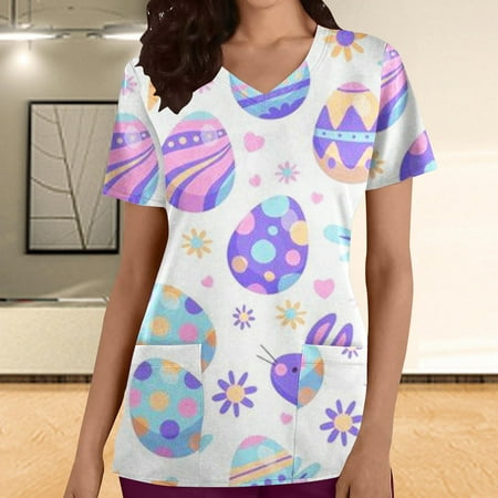 Womens Easter Nursing Scrub Tops Summer Clearance Women s Casual T-Shirt Short Sleeve V-neck Tops Working Uniform Easter Print With Pocket Workwear Blouse
Womens Easter Nursing Scrub Tops Summer Clearance Women s Casual T-Shirt Short Sleeve V-neck Tops Working Uniform Easter Print With Pocket Workwear Blouse