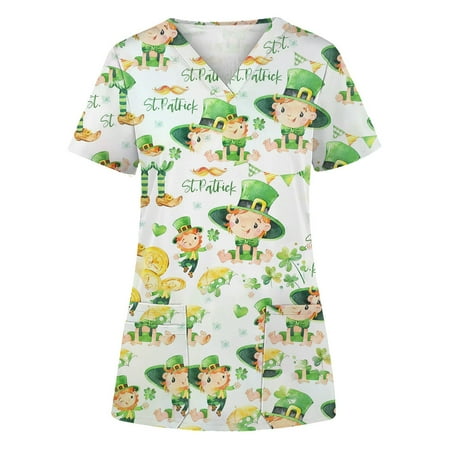 Frostluinai Savings Clearance St. Patrick s Day Scrub Tops for Women Short Sleeve V Neck Pattern Print Workwear Tunic Top with Pockets
Frostluinai Savings Clearance St. Patrick s Day Scrub Tops for Women Short Sleeve V Neck Pattern Print Workwear Tunic Top with Pockets