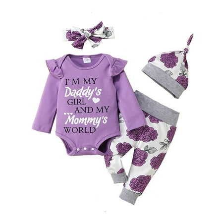 Colisha Letters Printed Home Romper Tops + Pants + Hat And Headband Sets Toddler Cute Straight Leg 4Pcs Outfit Suit Elastic Waist Ruffled Fall Outfits Purple 3-6M
Colisha Letters Printed Home Romper Tops + Pants + Hat And Headband Sets Toddler Cute Straight Leg 4Pcs Outfit Suit Elastic Waist Ruffled Fall Outfits Purple 3-6M