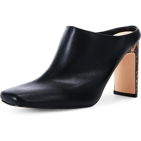 Womens Square Toe Mules Slip On Snakeskin High Heel Faux Leather Ankle Boots