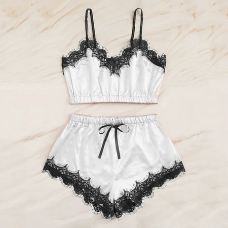VKEKIEO Sexy Pajamas for Women Women Sleepwear Sleeveless Strap Nightwear Lace Trim Satin Cami Top Pajama Sets
VKEKIEO Sexy Pajamas for Women Women Sleepwear Sleeveless Strap Nightwear Lace Trim Satin Cami Top Pajama Sets
