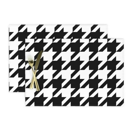 Cloth Placemats Black + White Houndstooth Check And Checkered Set of 2