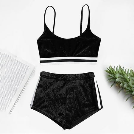 Womens Girls Sexy Camisole Pajamas Shorts Set Velvet Stitching Suspenders+Shorts
Womens Girls Sexy Camisole Pajamas Shorts Set Velvet Stitching Suspenders+Shorts
