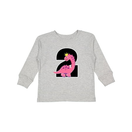 Inktastic 2nd Birthday Dinosaur Girl Party Gift Toddler Toddler Girl Long Sleeve T-Shirt