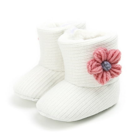 Yinguo Baby Girl Keep Warm Plush Soft Snow Boots Soft Crib Shoes Pink 12