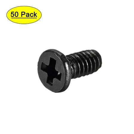 Uxcell M1.4x3.5mm Black Phillips Screw Fastener 2.5mm Dia Screw Head 50 Pack