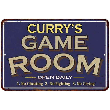 CURRY'S Blue Game Room Personalized Sign Metal Wall Decor 12x18 112180002098