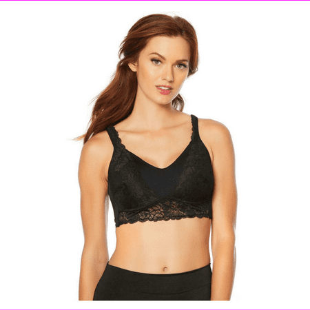 Rhonda Shear Molded Cup Lace Overlay Bra Black Medium (625345)