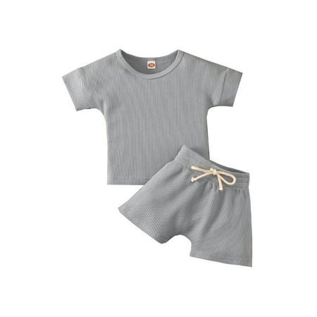 ZIYIXIN Toddler Baby Boys Girls Summer Outfits Waffle Knit Short Sleeve Solid Color T-Shirt Top Drawstring Shorts Set Dark Blue 3-4 Years
ZIYIXIN Toddler Baby Boys Girls Summer Outfits Waffle Knit Short Sleeve Solid Color T-Shirt Top Drawstring Shorts Set Dark Blue 3-4 Years