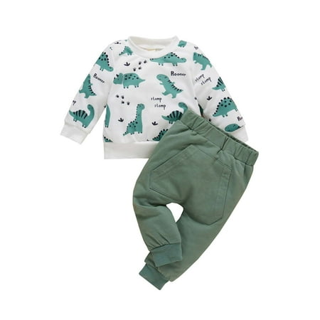 Odeerbi Toddler Sweatshirt Autumn Winter Baby Boys Girls Dinosaur Pattern Long Sleeved Blouse Plaid Trousers Hoodie Suit Green 
Odeerbi Toddler Sweatshirt Autumn Winter Baby Boys Girls Dinosaur Pattern Long Sleeved Blouse Plaid Trousers Hoodie Suit Green