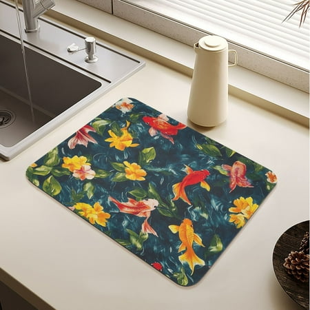 Colorful Goldfish with Yellow Flowers Drying Mat Diatomaceous Earth Super Absorbent Slip Rubber Sole Heat Resistant 230 Degrees Fahrenheit 23.6×19.7in
Colorful Goldfish with Yellow Flowers Drying Mat Diatomaceous Earth Super Absorbent Slip Rubber Sole Heat Resistant 230 Degrees Fahrenheit 23.6×19.7in