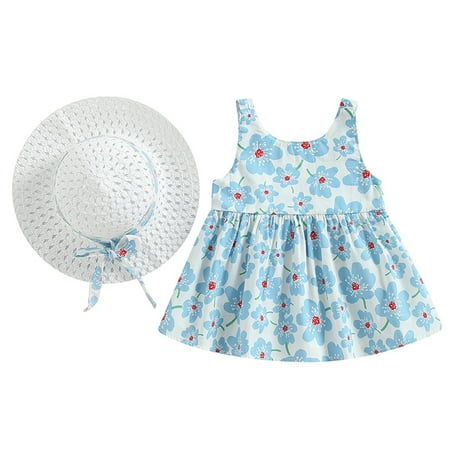 Coduop Infant Baby Girls Summer Dress Bow Floral Sleeveless A-line Dress with Sun Hat
Coduop Infant Baby Girls Summer Dress Bow Floral Sleeveless A-line Dress with Sun Hat